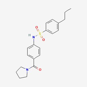 molecular formula C20H24N2O3S B4766629 4-propyl-N-[4-(1-pyrrolidinylcarbonyl)phenyl]benzenesulfonamide 