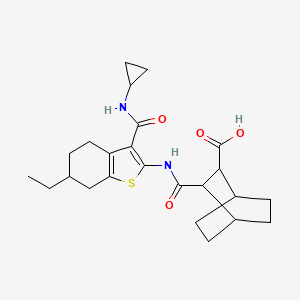 molecular formula C24H32N2O4S B4766636 3-[({3-[(cyclopropylamino)carbonyl]-6-ethyl-4,5,6,7-tetrahydro-1-benzothien-2-yl}amino)carbonyl]bicyclo[2.2.2]octane-2-carboxylic acid 