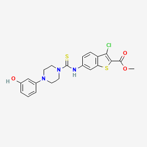 molecular formula C21H20ClN3O3S2 B4766638 methyl 3-chloro-6-({[4-(3-hydroxyphenyl)-1-piperazinyl]carbonothioyl}amino)-1-benzothiophene-2-carboxylate 