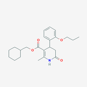 molecular formula C23H31NO4 B4766670 cyclohexylmethyl 2-methyl-6-oxo-4-(2-propoxyphenyl)-1,4,5,6-tetrahydro-3-pyridinecarboxylate 