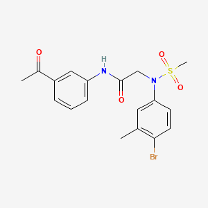 molecular formula C18H19BrN2O4S B4766695 N~1~-(3-acetylphenyl)-N~2~-(4-bromo-3-methylphenyl)-N~2~-(methylsulfonyl)glycinamide 