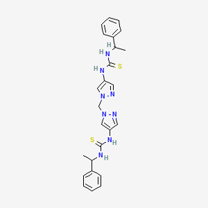 molecular formula C25H28N8S2 B4766709 N',N'''-[methylenebis(1H-pyrazole-1,4-diyl)]bis[N-(1-phenylethyl)(thiourea)] 