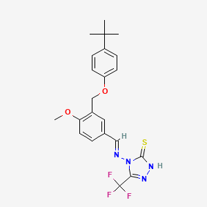 molecular formula C22H23F3N4O2S B4766759 4-({3-[(4-tert-butylphenoxy)methyl]-4-methoxybenzylidene}amino)-5-(trifluoromethyl)-4H-1,2,4-triazole-3-thiol 