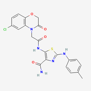 5-{[(6-chloro-3-oxo-2,3-dihydro-4H-1,4-benzoxazin-4-yl)acetyl]amino}-2-[(4-methylphenyl)amino]-1,3-thiazole-4-carboxamide