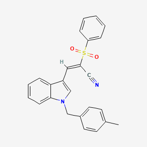 molecular formula C25H20N2O2S B4766885 3-[1-(4-methylbenzyl)-1H-indol-3-yl]-2-(phenylsulfonyl)acrylonitrile 