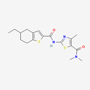 molecular formula C18H23N3O2S2 B4766900 2-{[(5-ethyl-4,5,6,7-tetrahydro-1-benzothien-2-yl)carbonyl]amino}-N,N,4-trimethyl-1,3-thiazole-5-carboxamide 