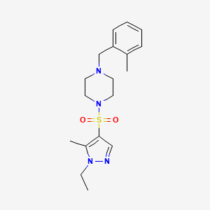 molecular formula C18H26N4O2S B4766907 1-[(1-ethyl-5-methyl-1H-pyrazol-4-yl)sulfonyl]-4-(2-methylbenzyl)piperazine 
