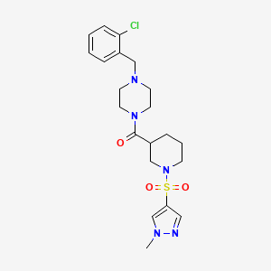 molecular formula C21H28ClN5O3S B4766908 1-(2-chlorobenzyl)-4-({1-[(1-methyl-1H-pyrazol-4-yl)sulfonyl]-3-piperidinyl}carbonyl)piperazine 