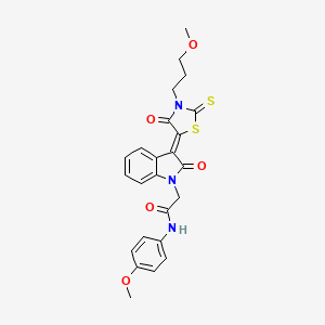 molecular formula C24H23N3O5S2 B4766925 N-(4-methoxyphenyl)-2-{3-[3-(3-methoxypropyl)-4-oxo-2-thioxo-1,3-thiazolidin-5-ylidene]-2-oxo-2,3-dihydro-1H-indol-1-yl}acetamide 