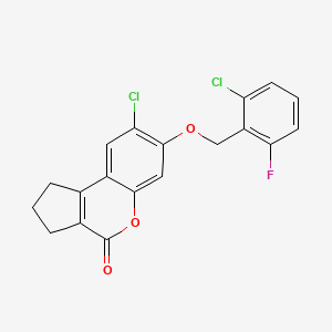molecular formula C19H13Cl2FO3 B4766959 8-chloro-7-[(2-chloro-6-fluorobenzyl)oxy]-2,3-dihydrocyclopenta[c]chromen-4(1H)-one 