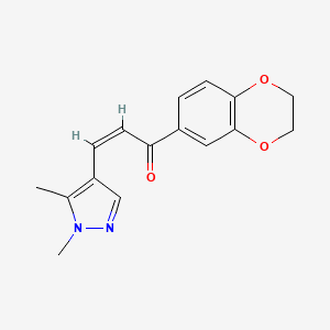 molecular formula C16H16N2O3 B4766964 1-(2,3-dihydro-1,4-benzodioxin-6-yl)-3-(1,5-dimethyl-1H-pyrazol-4-yl)-2-propen-1-one 