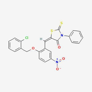 molecular formula C23H15ClN2O4S2 B4766977 5-{2-[(2-chlorobenzyl)oxy]-5-nitrobenzylidene}-3-phenyl-2-thioxo-1,3-thiazolidin-4-one 
