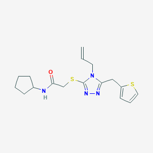 molecular formula C17H22N4OS2 B4767009 2-{[4-allyl-5-(2-thienylmethyl)-4H-1,2,4-triazol-3-yl]thio}-N-cyclopentylacetamide 