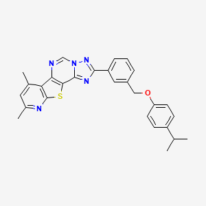 molecular formula C28H25N5OS B4767042 2-{3-[(4-isopropylphenoxy)methyl]phenyl}-7,9-dimethylpyrido[3',2':4,5]thieno[2,3-e][1,2,4]triazolo[1,5-c]pyrimidine 