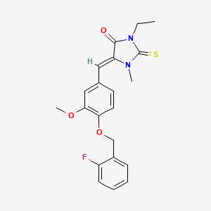 molecular formula C21H21FN2O3S B4767048 3-ethyl-5-{4-[(2-fluorobenzyl)oxy]-3-methoxybenzylidene}-1-methyl-2-thioxo-4-imidazolidinone 
