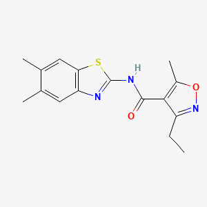 molecular formula C16H17N3O2S B4767127 N-(5,6-dimethyl-1,3-benzothiazol-2-yl)-3-ethyl-5-methyl-4-isoxazolecarboxamide 