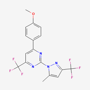 molecular formula C17H12F6N4O B4767132 4-(4-methoxyphenyl)-2-[5-methyl-3-(trifluoromethyl)-1H-pyrazol-1-yl]-6-(trifluoromethyl)pyrimidine 