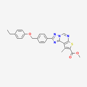 molecular formula C25H22N4O3S B4767150 methyl 2-{4-[(4-ethylphenoxy)methyl]phenyl}-9-methylthieno[3,2-e][1,2,4]triazolo[1,5-c]pyrimidine-8-carboxylate 
