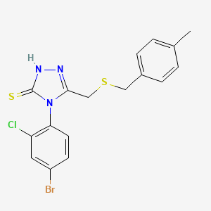 molecular formula C17H15BrClN3S2 B4767170 4-(4-bromo-2-chlorophenyl)-5-{[(4-methylbenzyl)thio]methyl}-4H-1,2,4-triazole-3-thiol 