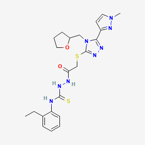 molecular formula C22H28N8O2S2 B4767200 N-(2-ethylphenyl)-2-({[5-(1-methyl-1H-pyrazol-3-yl)-4-(tetrahydro-2-furanylmethyl)-4H-1,2,4-triazol-3-yl]thio}acetyl)hydrazinecarbothioamide 