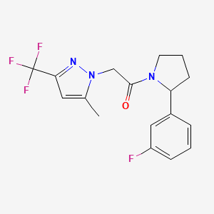 molecular formula C17H17F4N3O B4767206 1-{2-[2-(3-fluorophenyl)-1-pyrrolidinyl]-2-oxoethyl}-5-methyl-3-(trifluoromethyl)-1H-pyrazole 