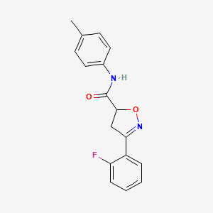 molecular formula C17H15FN2O2 B4767211 3-(2-fluorophenyl)-N-(4-methylphenyl)-4,5-dihydro-5-isoxazolecarboxamide 