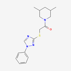 molecular formula C17H22N4OS B4767226 3,5-dimethyl-1-{[(1-phenyl-1H-1,2,4-triazol-3-yl)thio]acetyl}piperidine 