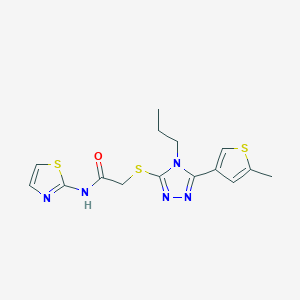 molecular formula C15H17N5OS3 B4767236 2-{[5-(5-methyl-3-thienyl)-4-propyl-4H-1,2,4-triazol-3-yl]thio}-N-1,3-thiazol-2-ylacetamide 