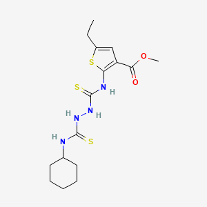 molecular formula C16H24N4O2S3 B4767239 methyl 2-[({2-[(cyclohexylamino)carbonothioyl]hydrazino}carbonothioyl)amino]-5-ethyl-3-thiophenecarboxylate 
