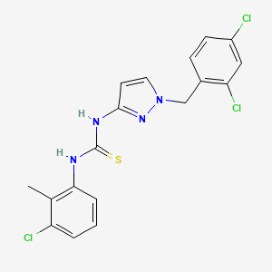 molecular formula C18H15Cl3N4S B4767269 N-(3-chloro-2-methylphenyl)-N'-[1-(2,4-dichlorobenzyl)-1H-pyrazol-3-yl]thiourea 