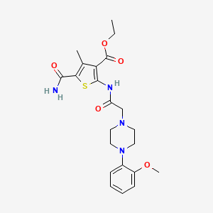 molecular formula C22H28N4O5S B4767290 ethyl 5-(aminocarbonyl)-2-({[4-(2-methoxyphenyl)-1-piperazinyl]acetyl}amino)-4-methyl-3-thiophenecarboxylate 