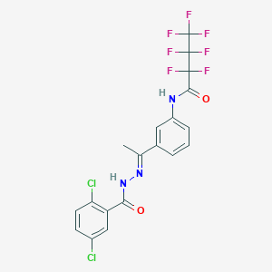 molecular formula C19H12Cl2F7N3O2 B4767297 N-{3-[N-(2,5-dichlorobenzoyl)ethanehydrazonoyl]phenyl}-2,2,3,3,4,4,4-heptafluorobutanamide 