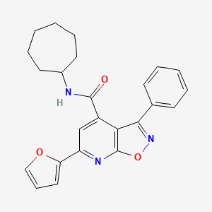 molecular formula C24H23N3O3 B4767325 N-cycloheptyl-6-(2-furyl)-3-phenylisoxazolo[5,4-b]pyridine-4-carboxamide 