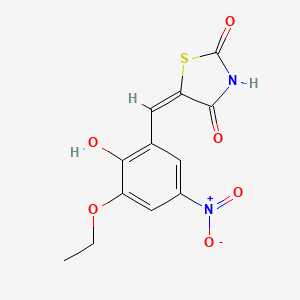 molecular formula C12H10N2O6S B4767351 5-(3-ethoxy-2-hydroxy-5-nitrobenzylidene)-1,3-thiazolidine-2,4-dione 