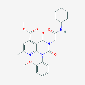 molecular formula C25H28N4O6 B4767352 methyl 3-[2-(cyclohexylamino)-2-oxoethyl]-1-(2-methoxyphenyl)-7-methyl-2,4-dioxo-1,2,3,4-tetrahydropyrido[2,3-d]pyrimidine-5-carboxylate 
