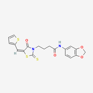 molecular formula C19H16N2O4S3 B4767371 N-1,3-benzodioxol-5-yl-4-[4-oxo-5-(2-thienylmethylene)-2-thioxo-1,3-thiazolidin-3-yl]butanamide 