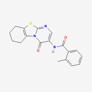 molecular formula C18H17N3O2S B4767388 2-methyl-N-(4-oxo-6,7,8,9-tetrahydro-4H-pyrimido[2,1-b][1,3]benzothiazol-3-yl)benzamide 