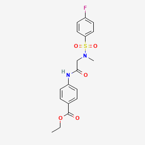 molecular formula C18H19FN2O5S B4767401 ethyl 4-({N-[(4-fluorophenyl)sulfonyl]-N-methylglycyl}amino)benzoate 