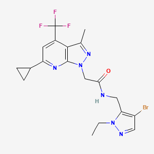 molecular formula C19H20BrF3N6O B4767419 N-[(4-bromo-1-ethyl-1H-pyrazol-5-yl)methyl]-2-[6-cyclopropyl-3-methyl-4-(trifluoromethyl)-1H-pyrazolo[3,4-b]pyridin-1-yl]acetamide 