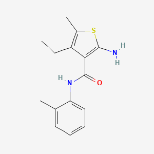 molecular formula C15H18N2OS B4767421 2-amino-4-ethyl-5-methyl-N-(2-methylphenyl)thiophene-3-carboxamide CAS No. 725244-75-7