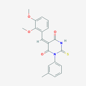 molecular formula C20H18N2O4S B4767467 5-(2,3-dimethoxybenzylidene)-1-(3-methylphenyl)-2-thioxodihydro-4,6(1H,5H)-pyrimidinedione 