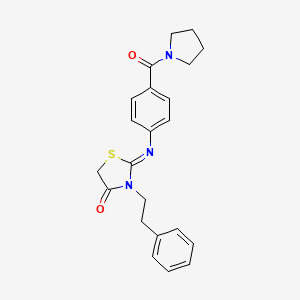 3-(2-phenylethyl)-2-{[4-(1-pyrrolidinylcarbonyl)phenyl]imino}-1,3-thiazolidin-4-one