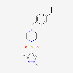 molecular formula C18H26N4O2S B4767536 1-[(1,3-dimethyl-1H-pyrazol-4-yl)sulfonyl]-4-(4-ethylbenzyl)piperazine 