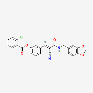 3-{3-[(1,3-benzodioxol-5-ylmethyl)amino]-2-cyano-3-oxo-1-propen-1-yl}phenyl 2-chlorobenzoate