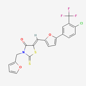 molecular formula C20H11ClF3NO3S2 B4767561 5-({5-[4-chloro-3-(trifluoromethyl)phenyl]-2-furyl}methylene)-3-(2-furylmethyl)-2-thioxo-1,3-thiazolidin-4-one 