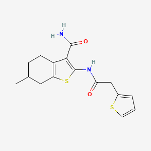 molecular formula C16H18N2O2S2 B4767627 6-METHYL-2-{[2-(2-THIENYL)ACETYL]AMINO}-4,5,6,7-TETRAHYDRO-1-BENZOTHIOPHENE-3-CARBOXAMIDE 