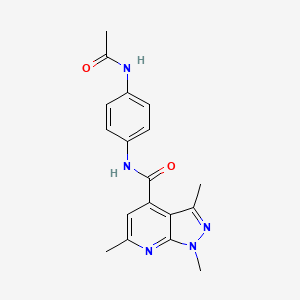 molecular formula C18H19N5O2 B4767695 N-[4-(acetylamino)phenyl]-1,3,6-trimethyl-1H-pyrazolo[3,4-b]pyridine-4-carboxamide 