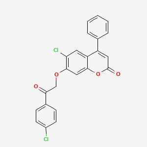 molecular formula C23H14Cl2O4 B4767723 6-chloro-7-[2-(4-chlorophenyl)-2-oxoethoxy]-4-phenyl-2H-chromen-2-one 