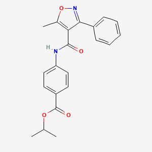 molecular formula C21H20N2O4 B4767746 isopropyl 4-{[(5-methyl-3-phenyl-4-isoxazolyl)carbonyl]amino}benzoate 