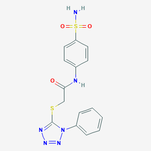 molecular formula C15H14N6O3S2 B476785 2-(1-Phenyl-1H-tetrazol-5-ylsulfanyl)-N-(4-sulfamoyl-phenyl)-acetamide CAS No. 354793-17-2